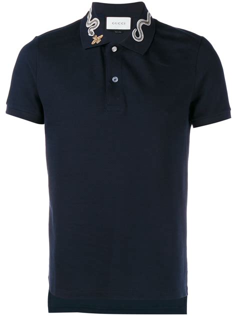 gucci bee embroidered polo shirt|Gucci polo snake collar.